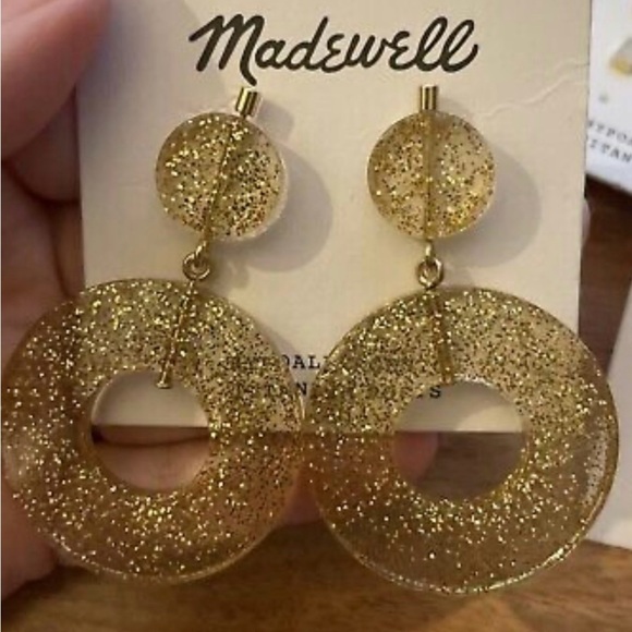 Madewell Gold Glitter Hoop Earrings - Picture 2 of 4